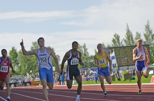 Personal best in the 100m, European Cup in Vaasa, Finland in 2001. Photo: Hasse Sjögren